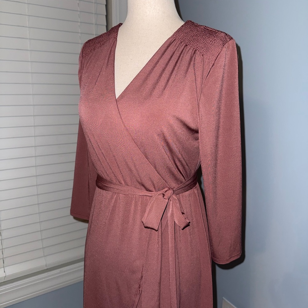 Elegant Mauve Wrap Dress
